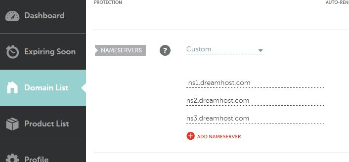 primer dreamhost name servera